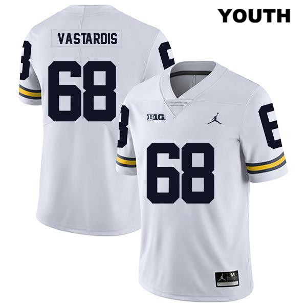 Youth NCAA Michigan Wolverines Andrew Vastardis #68 White Jordan Brand Authentic Stitched Legend Football College Jersey KN25W03NY